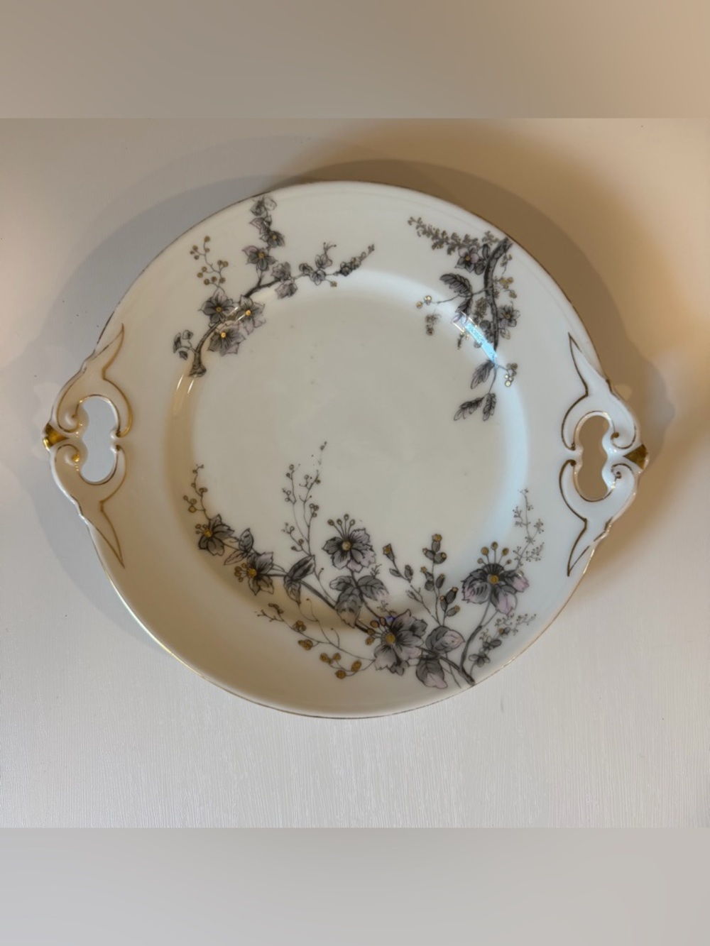 Vintage Charles Field Haviland Limoges Floral Porcelain Platter with Gold Trim